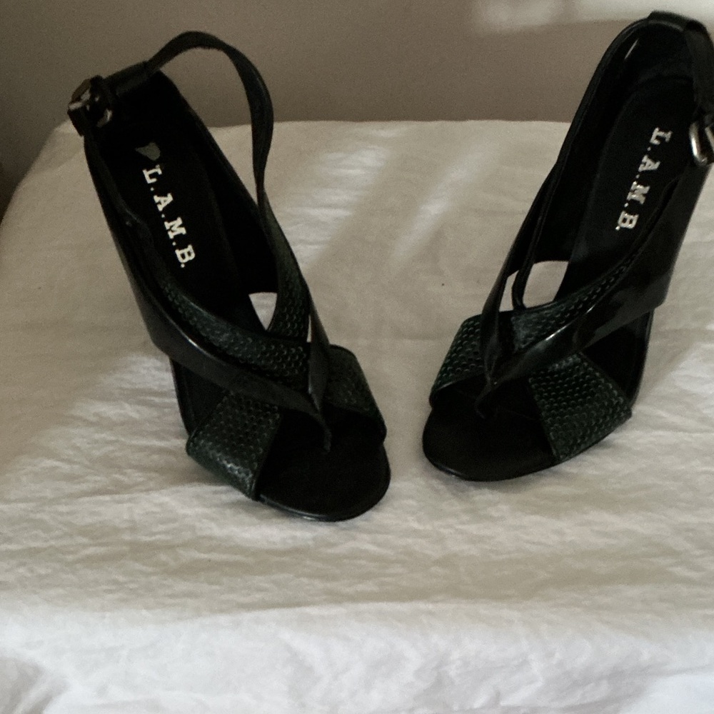 L.A.M.B. Stylish Black and Green Heels